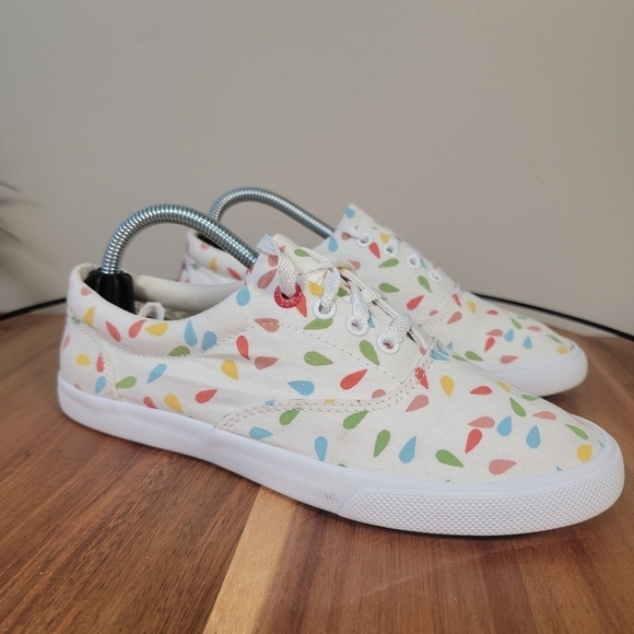 Bucketfeet Multi Color Rain Drop Print Canvas Sneakers Lace Up Size 6 - Picture 5 of 17